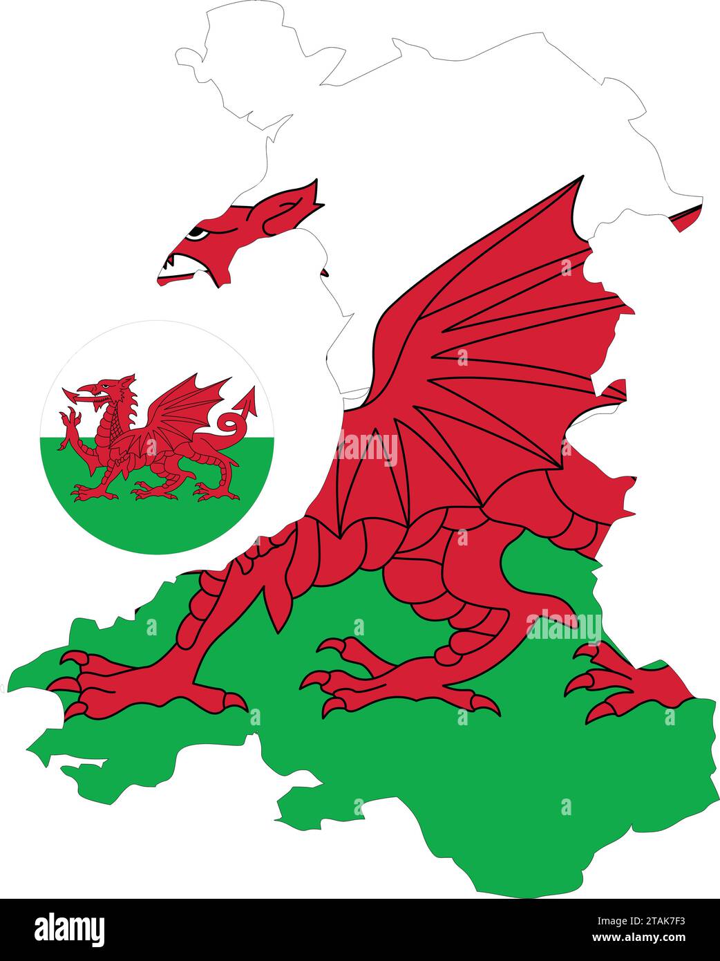 Wales Map and Flag Vector Stock Vector