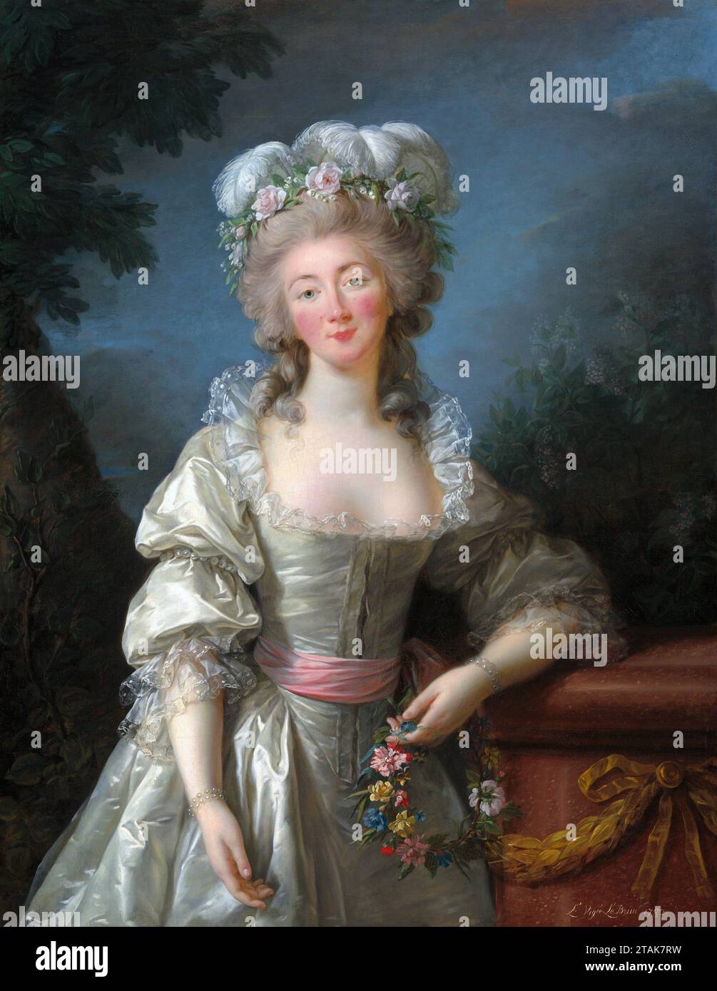 Madame du Barry. Portrait of the mistress of Louis XV of France, Jeanne Bécu, Comtesse du Barry (1743-1793) by Élisabeth Vigée Le Brun (1755-1842), oil on canvas, 1782 Stock Photo