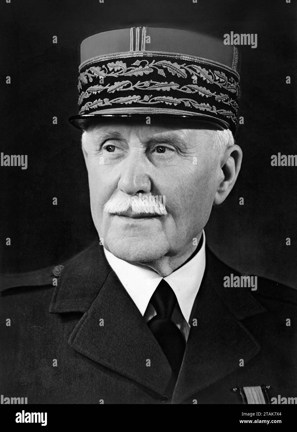 Philippe Petain. Portrait of the head of the collaborationist regime of Vichy France, Henri Philippe Benoni Omer Pétain (Marshal Petain: 1856-1951), official portrait, c. 1941 Stock Photo