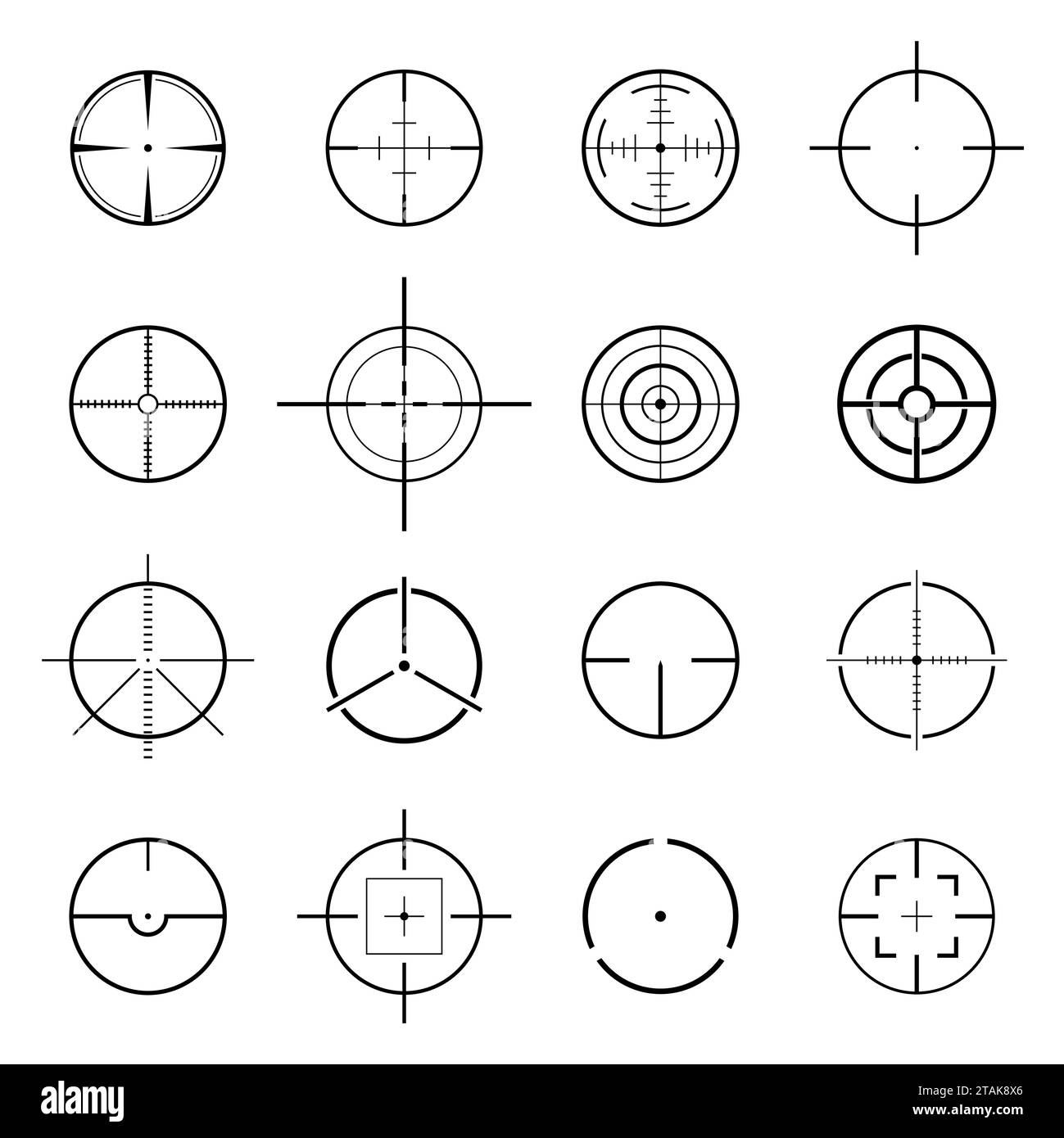 Set of different flat vector Crosshair sign icons. Vector Illustration Stock Vector