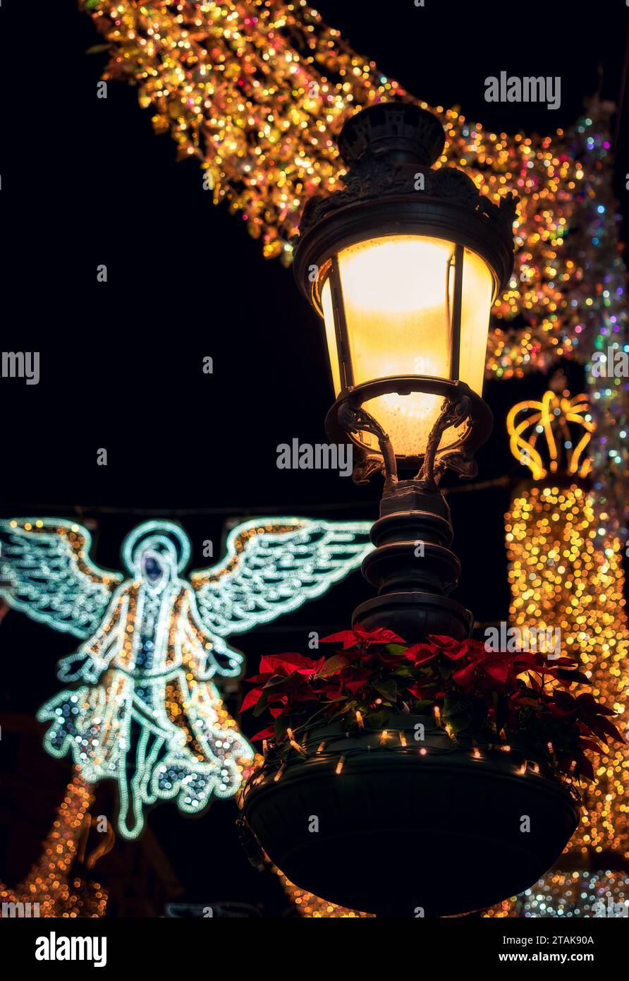 Christmas lights Close up, larios street Stock Photo Alamy
