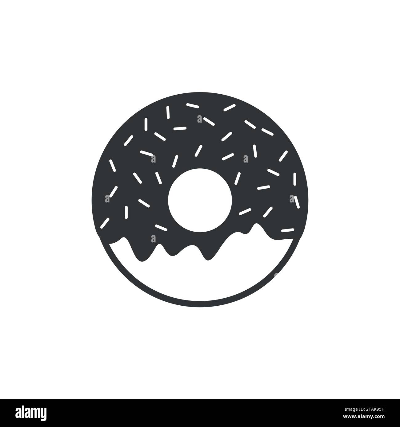 Vector donut icon isolated on white background. Yummy cookie donut food icon. Candy decoration donut with topping. Glazed pastry delicious snack Stock Vector