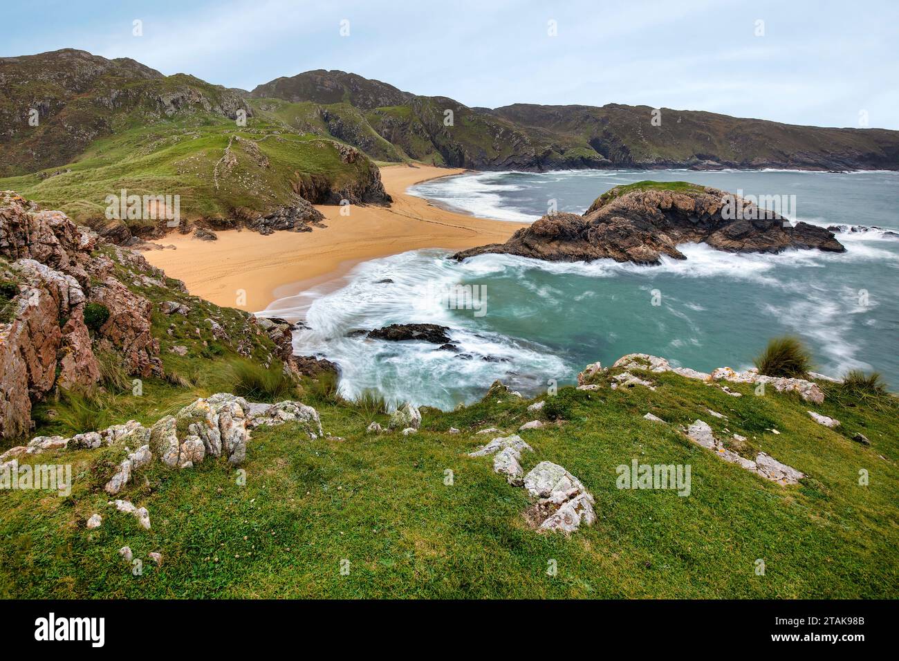 Late afternoon above Murder Hole Beach in County Donegal, Ireland. Stock Photo