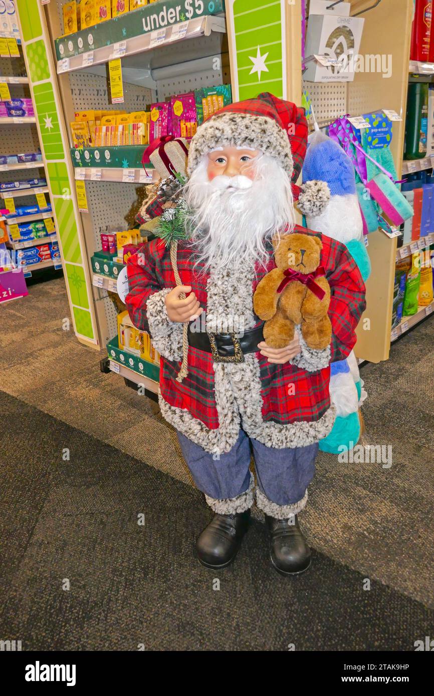 Christmas figures for sale in a local pharmacy in North Florida. Stock Photo