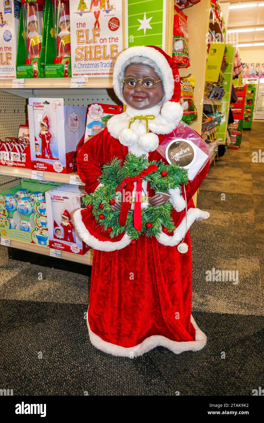 Christmas figures for sale in a local pharmacy in North Florida. Stock Photo