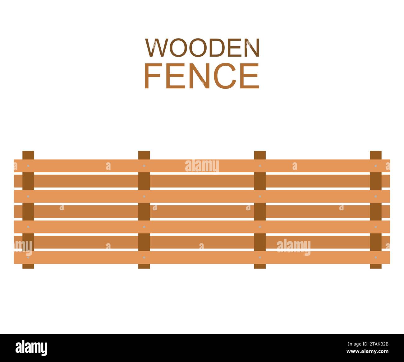 Wooden fence isolated on white background. Farm fence vector illustration. Boards fence wood silhouette construction in flat style Stock Vector