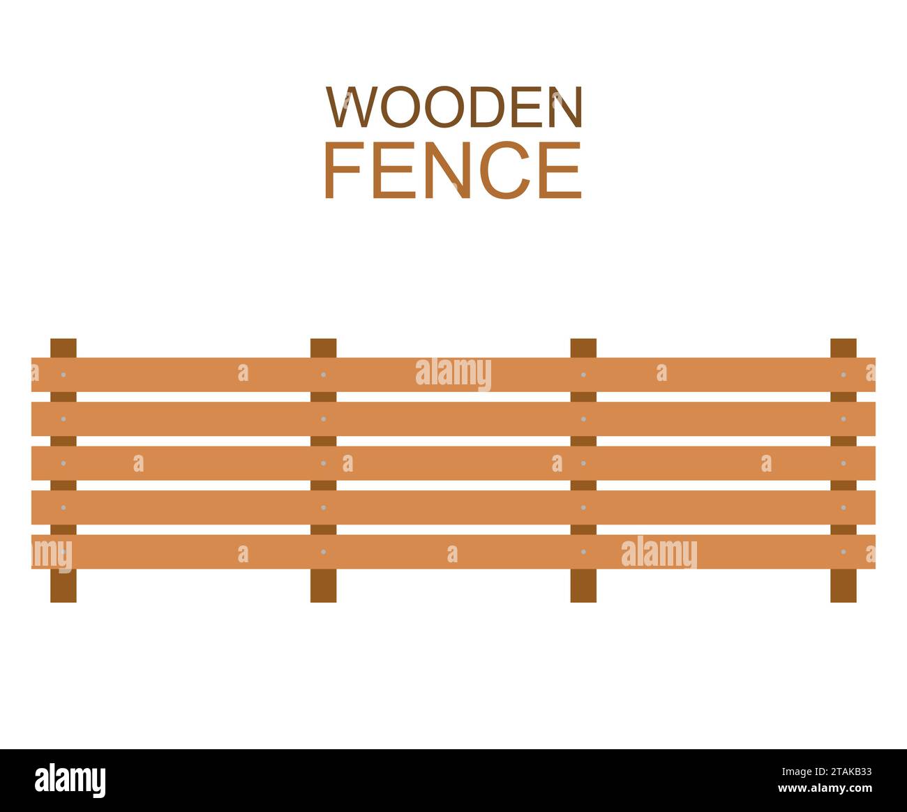 Wooden fence isolated on white background. Farm fence vector illustration. Boards fence wood silhouette construction in flat style Stock Vector