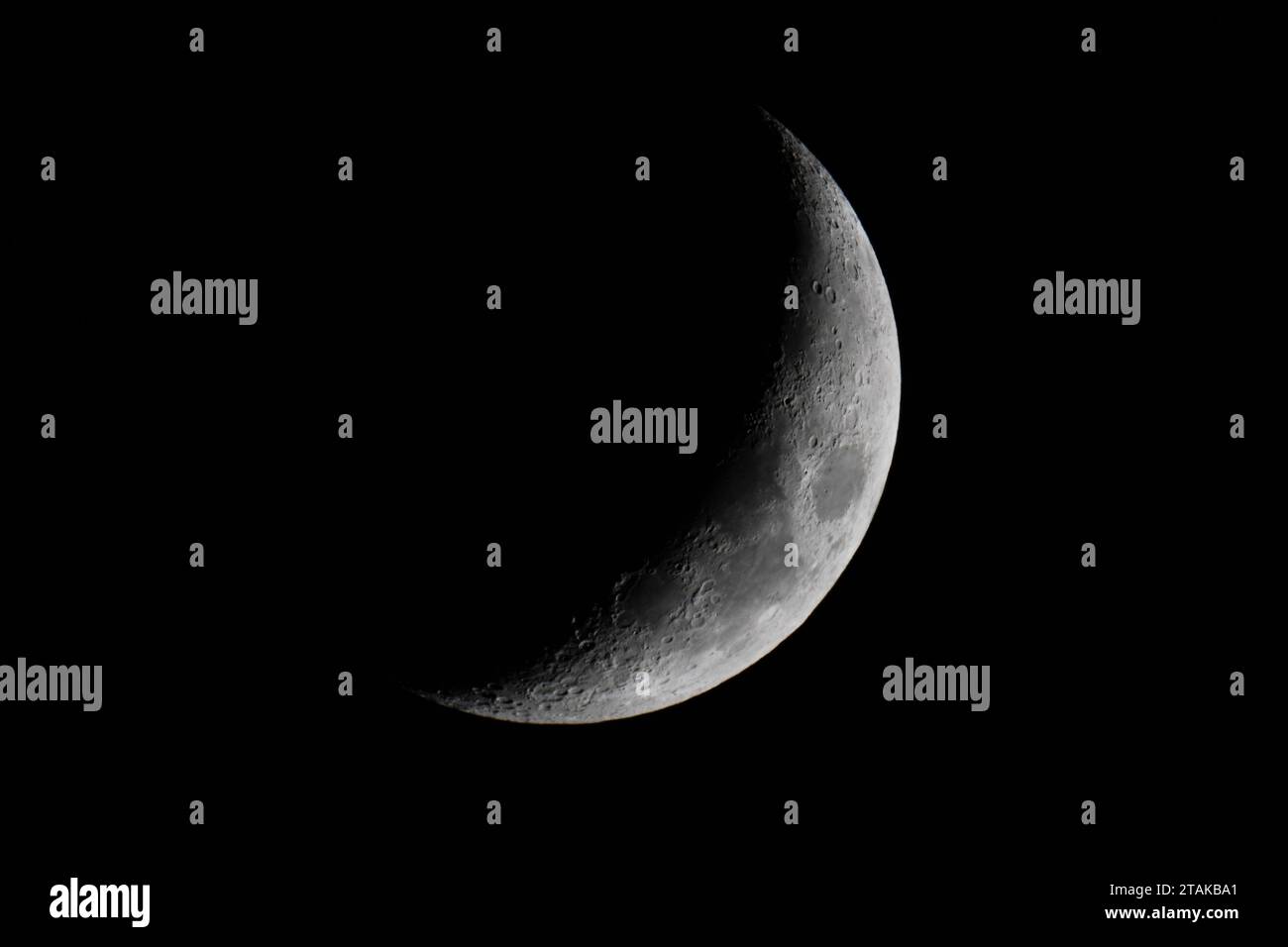 The waxing crescent moon on the evening of November 17, 2023. Taken