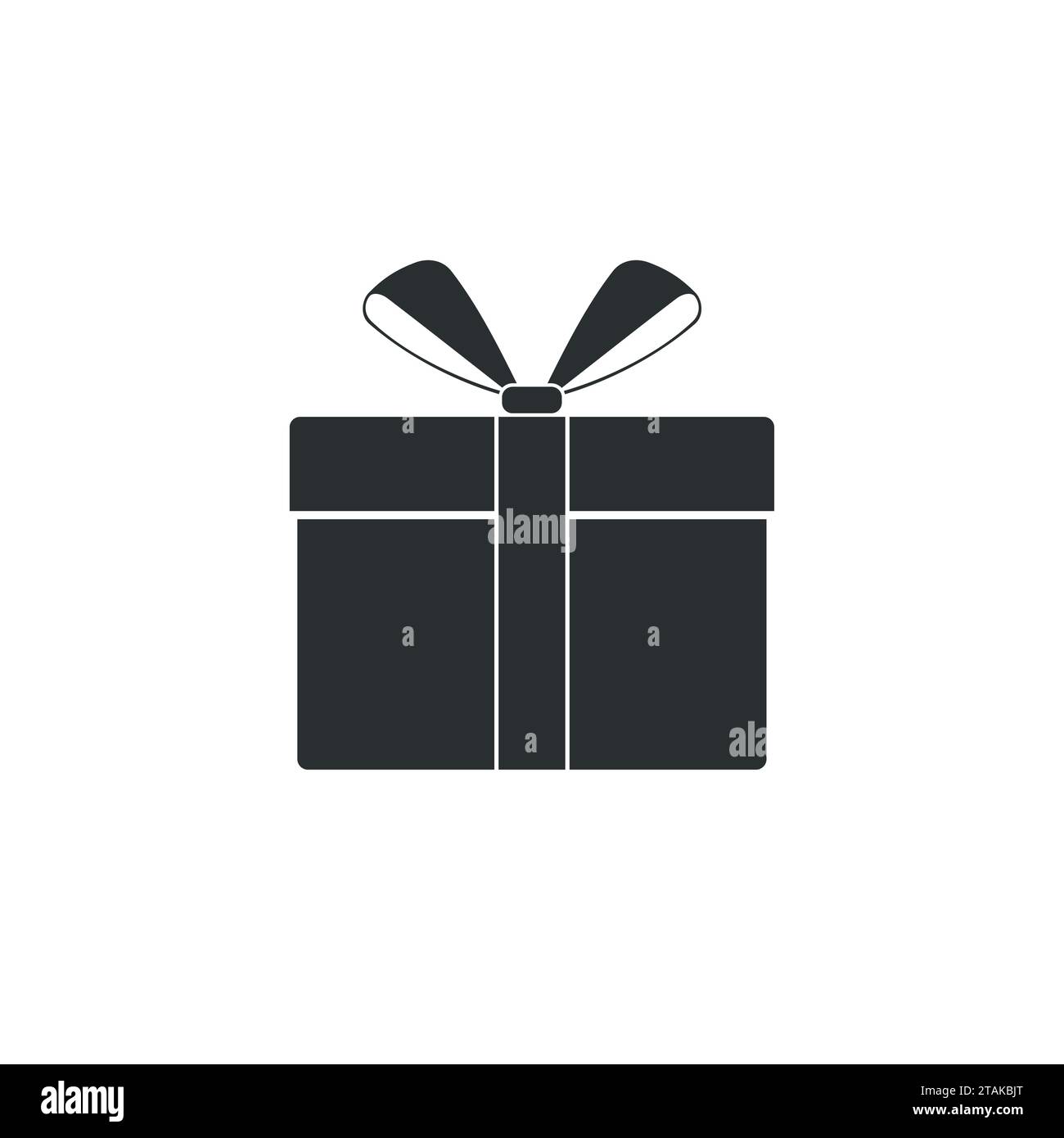 Gift or present box icon with ribbon and bow vector isolated on white background. Black icon gift box for Christmas or a birthday party in a flat styl Stock Vector