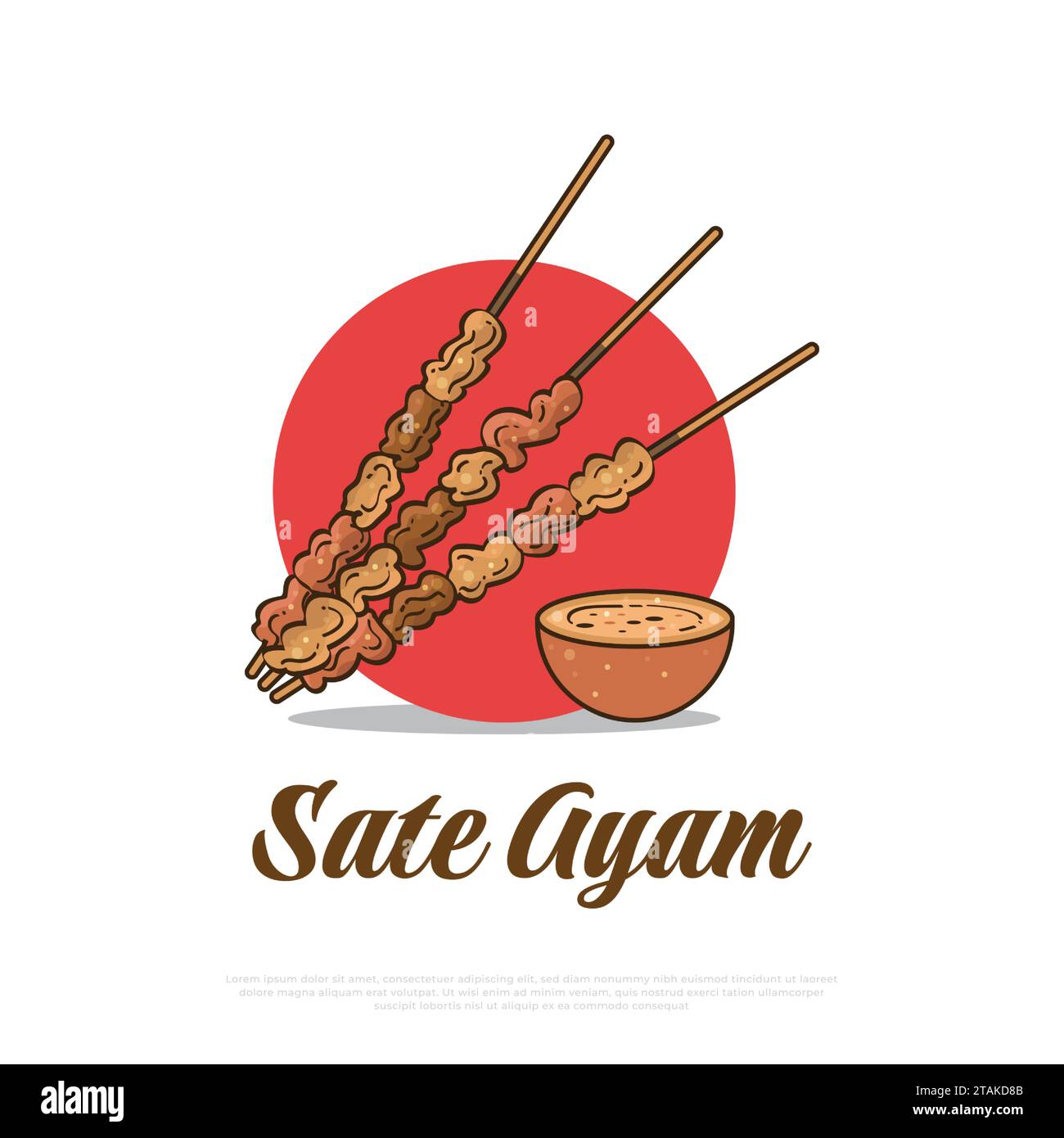 Satay or Sate Vector Illustration, Traditional Food from Indonesia