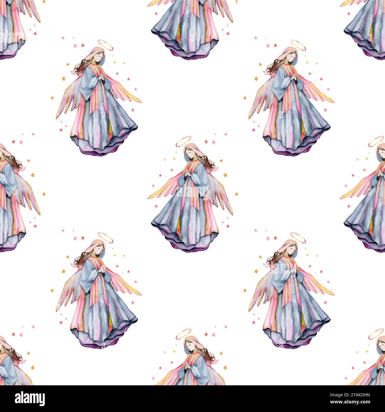 Watercolor Christmas nativity scene. Christianity story. Holy jolly ...