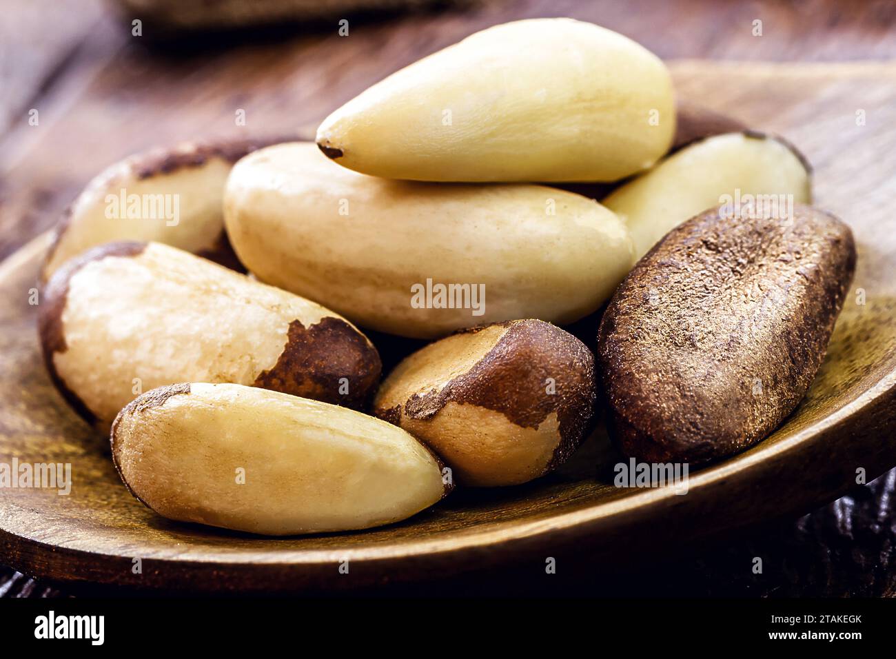 Brazil nuts, or Bolivian nuts, typical of the Amazon rainforest, exotic