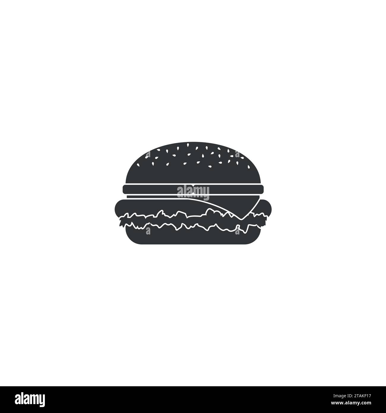 Black hamburger icon isolated on white background. Grilled sandwich burger icon with cheese and snack big burger american cheeseburger delicious cuisi Stock Vector
