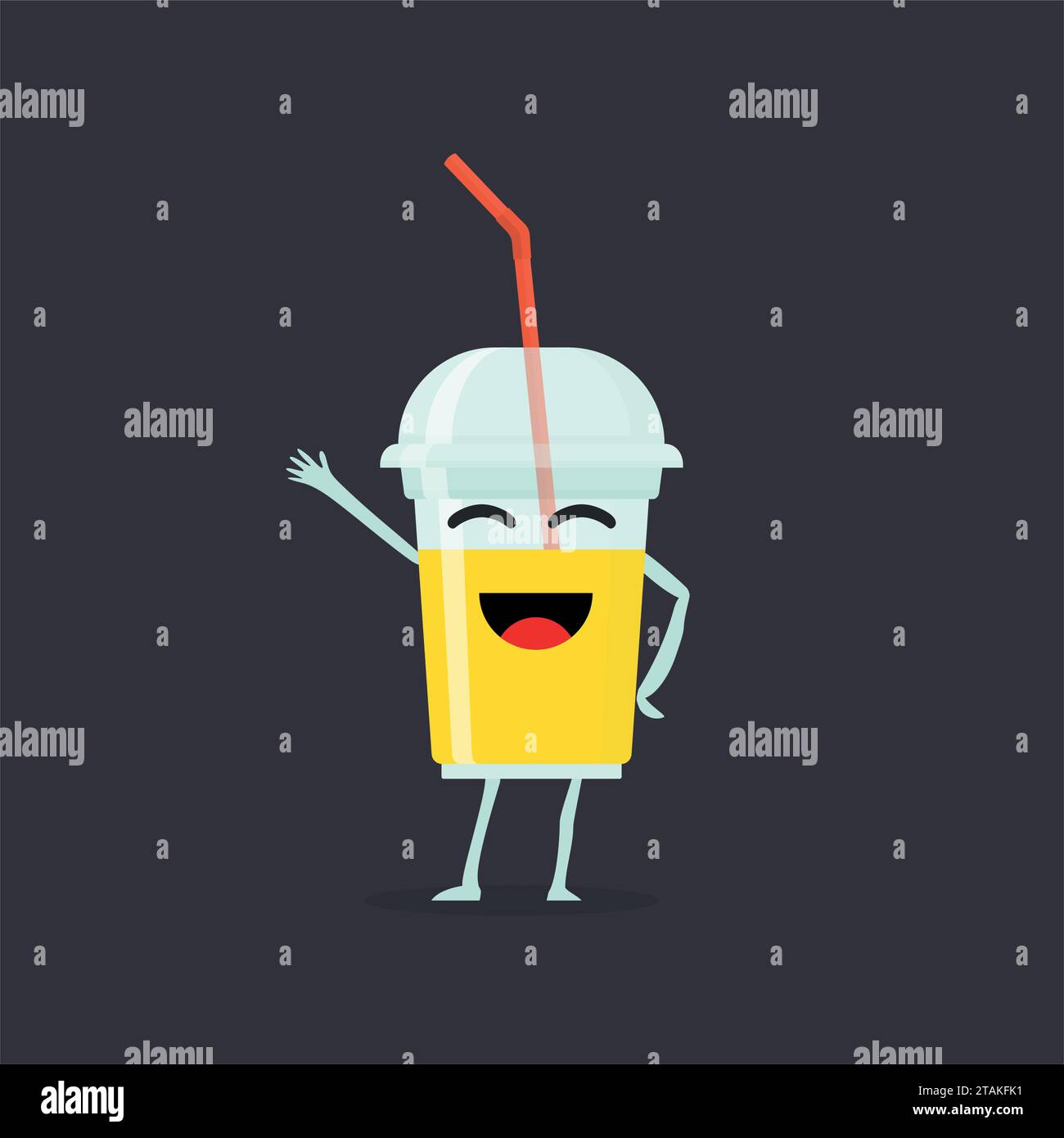 Funny and cute Juice smoothie character isolated on dark background