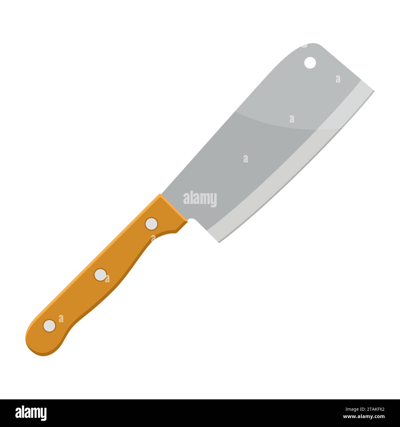 Meat cleaver knife steel kitchenware silver cooking equipment in flat