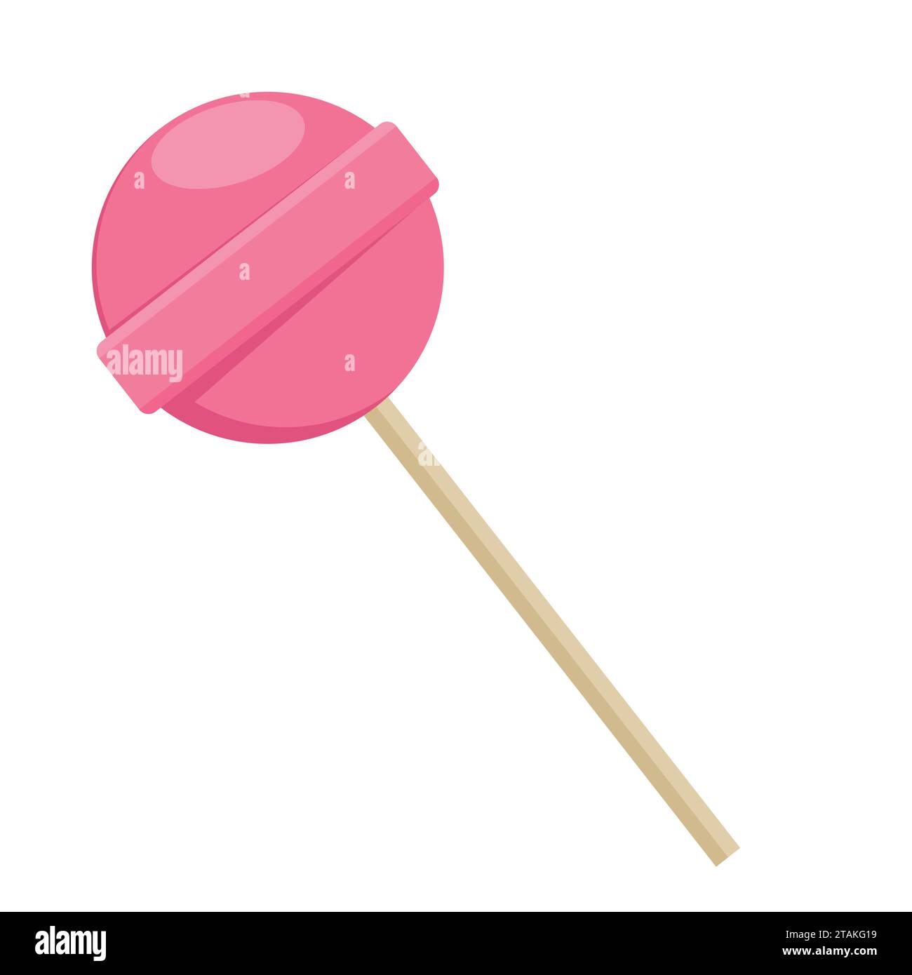 Lollipop sweet food in flat style isolated on white background. Pink lollipop sugar candy dessert vector. Stock Vector