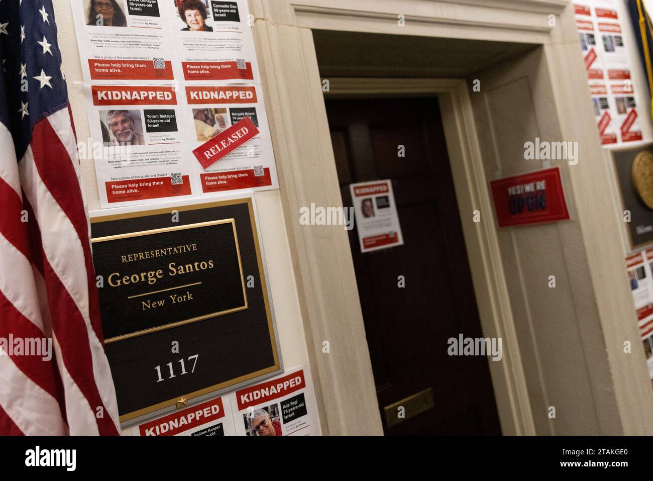 Washington, United States. 01st Dec, 2023. The office of Republican Rep. George Santos of New York after he was expelled from Congress by a bipartisan vote on Friday, December 1, 2023. Photo by Julia Nikhinson/UPI Credit: UPI/Alamy Live News Stock Photo