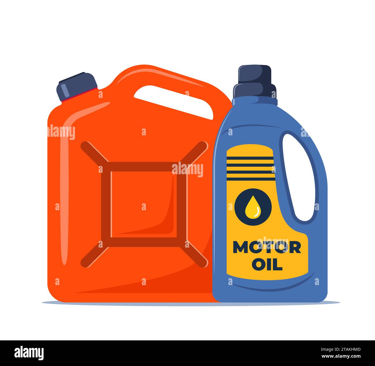 Jerrycan. Canister for petrol, gasoline and engine oil. Car motor oil in plastic canister
