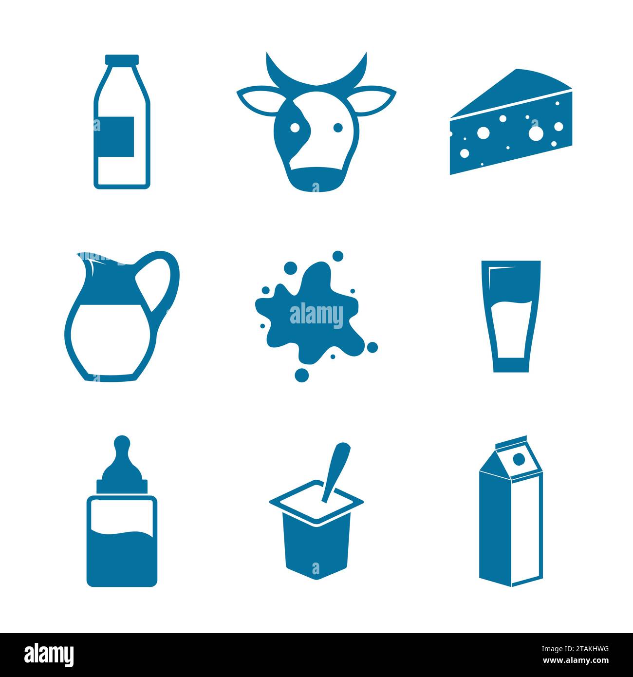 Blue Milk Icons on white background. Vector Illustration Stock Vector