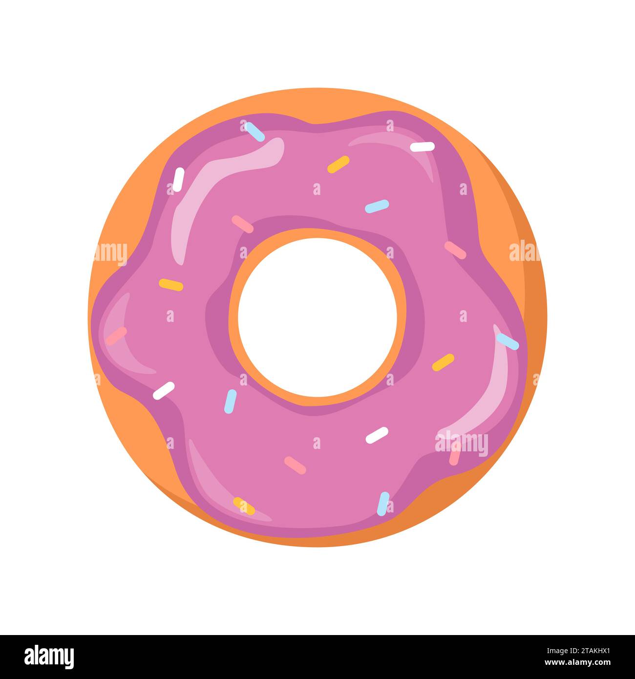 Donut. Cute, colorful and glossy donut with pink glaze and multicolored ...