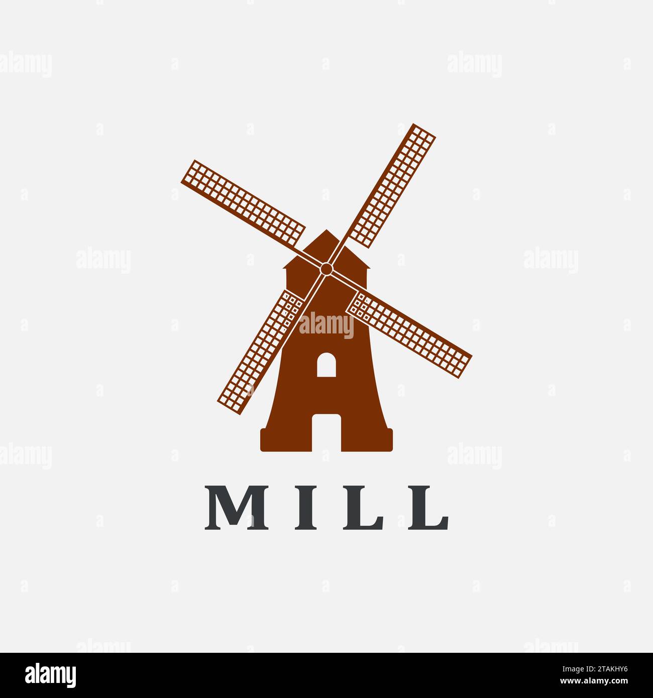 Windmill icon or sign isolated on grey background Stock Vector