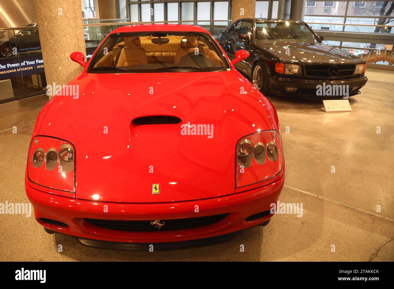 New York, New York, USA. 29th Nov, 2023. 2002 Ferrari 575M Maranello estimate $350,000 - $400,000 seen during the RM Sotheby's Luxury Motor Car press preview at Sotheby's New York. (Credit Image: © Nancy Kaszerman/ZUMA Press Wire) EDITORIAL USAGE ONLY! Not for Commercial USAGE! Stock Photo