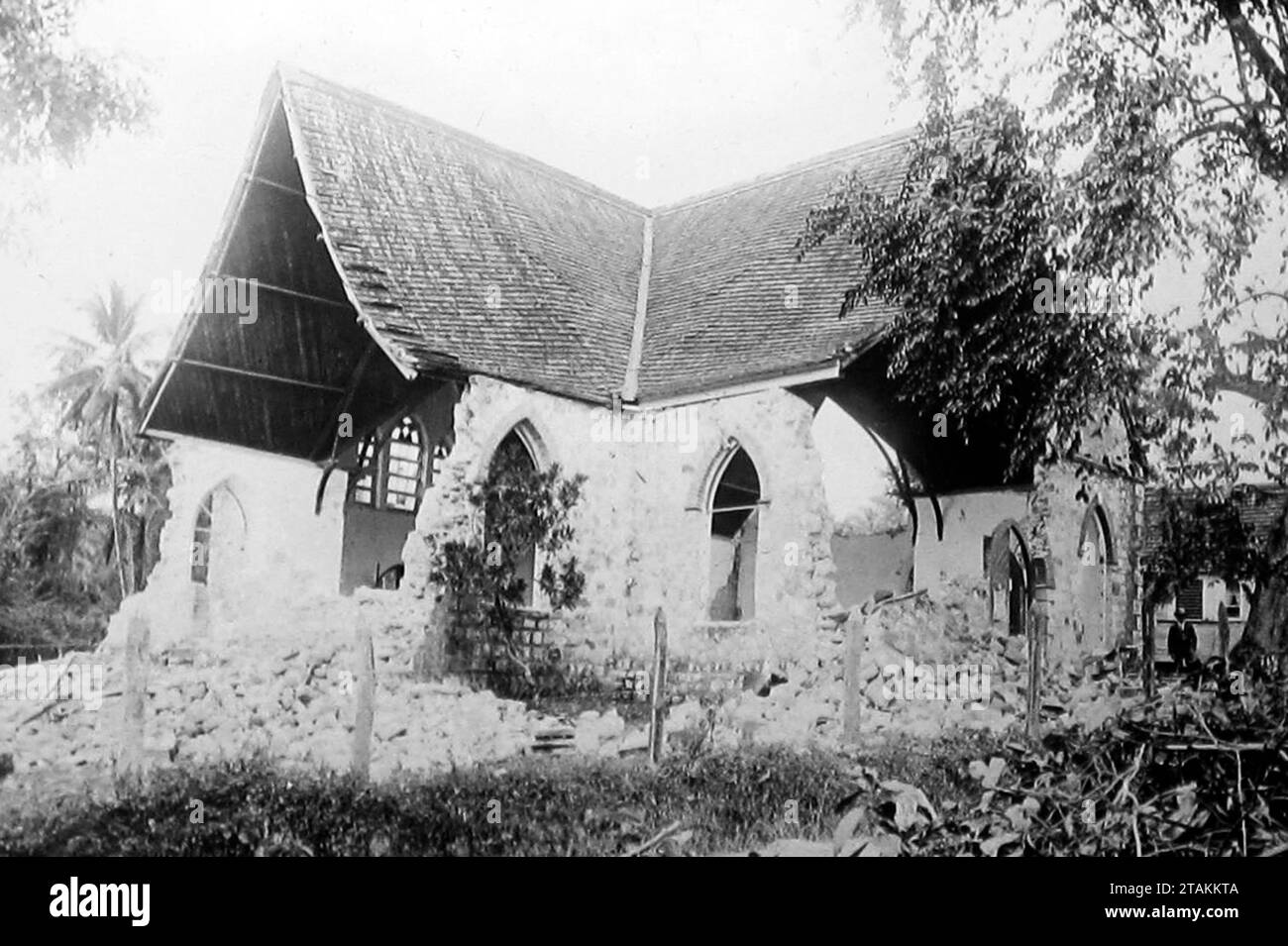 Wesleyan Church, Seaforth, Jamaica earthquake in 1907 Stock Photo