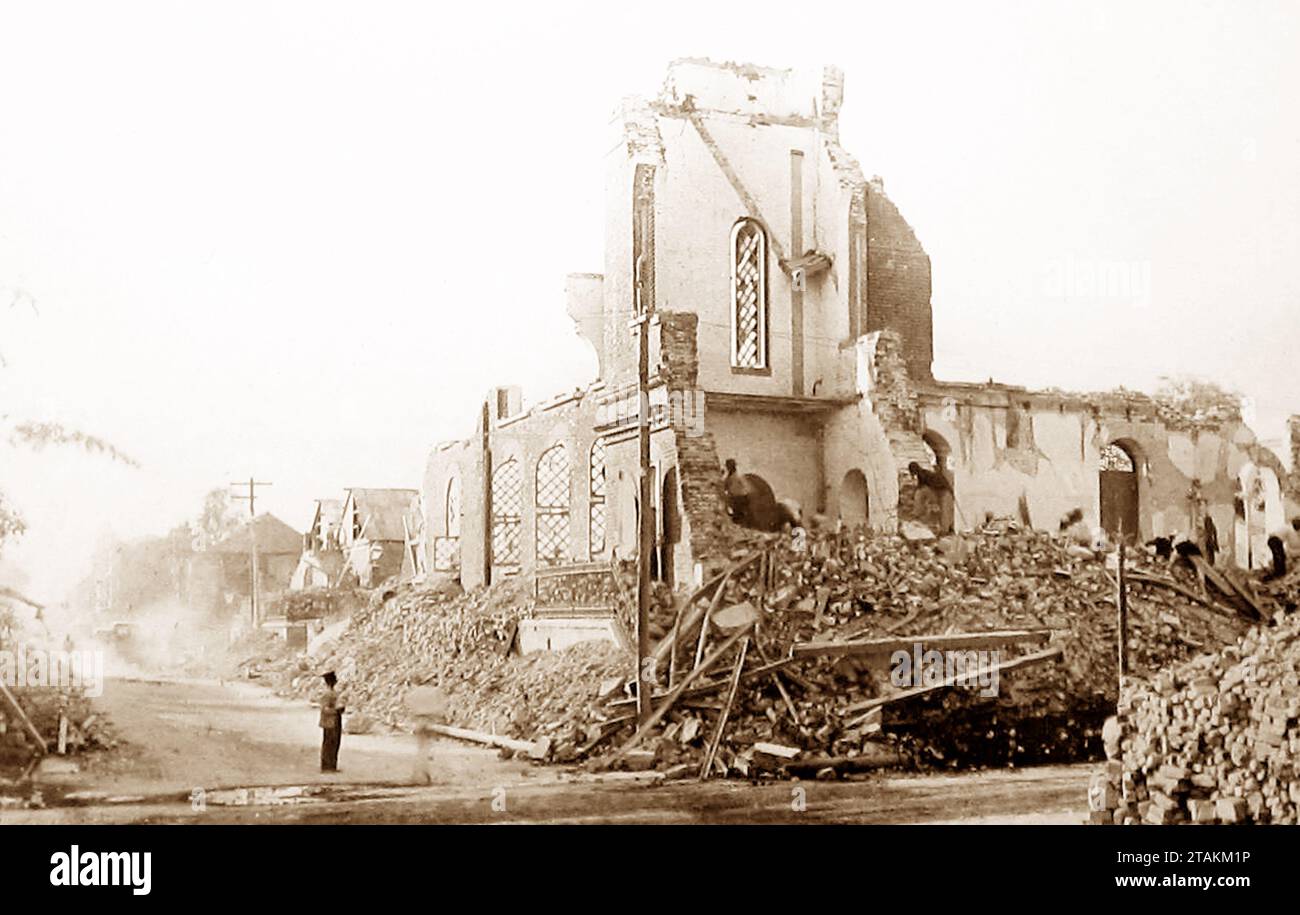 Kingston Cathedral, Jamaica earthquake in 1907 Stock Photo
