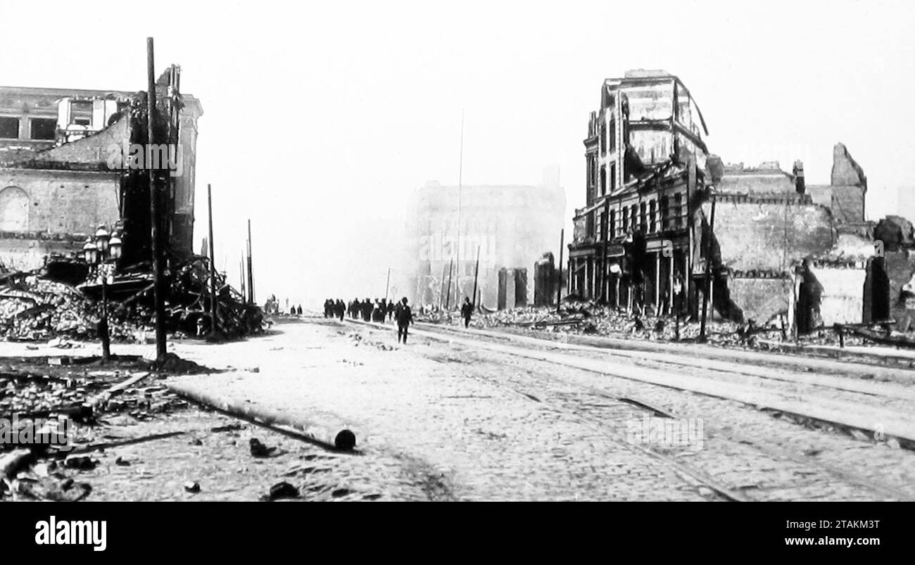 Market Street, San Francisco earthquake in 1906 Stock Photo
