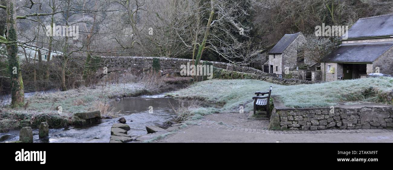 Milldale, peak district, Derbyshire, on a frosty day Stock Photo