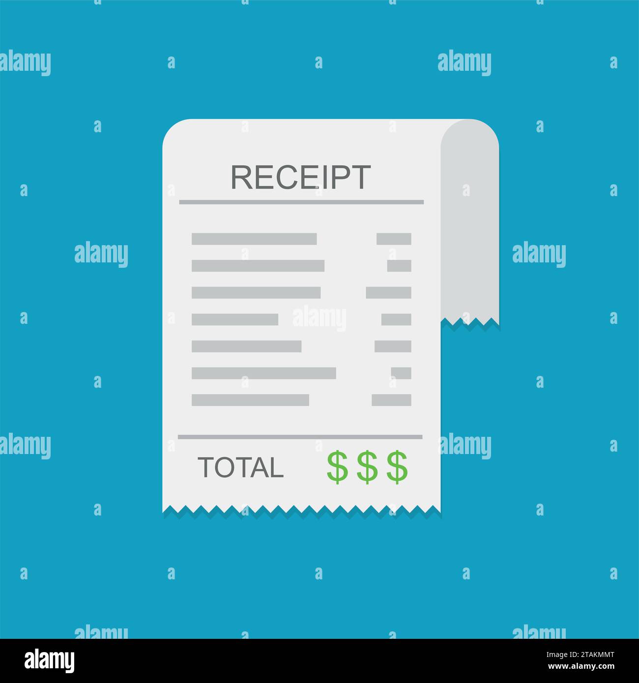 Receipt vector icon in a flat style. Invoice icon, total bill icon with ...