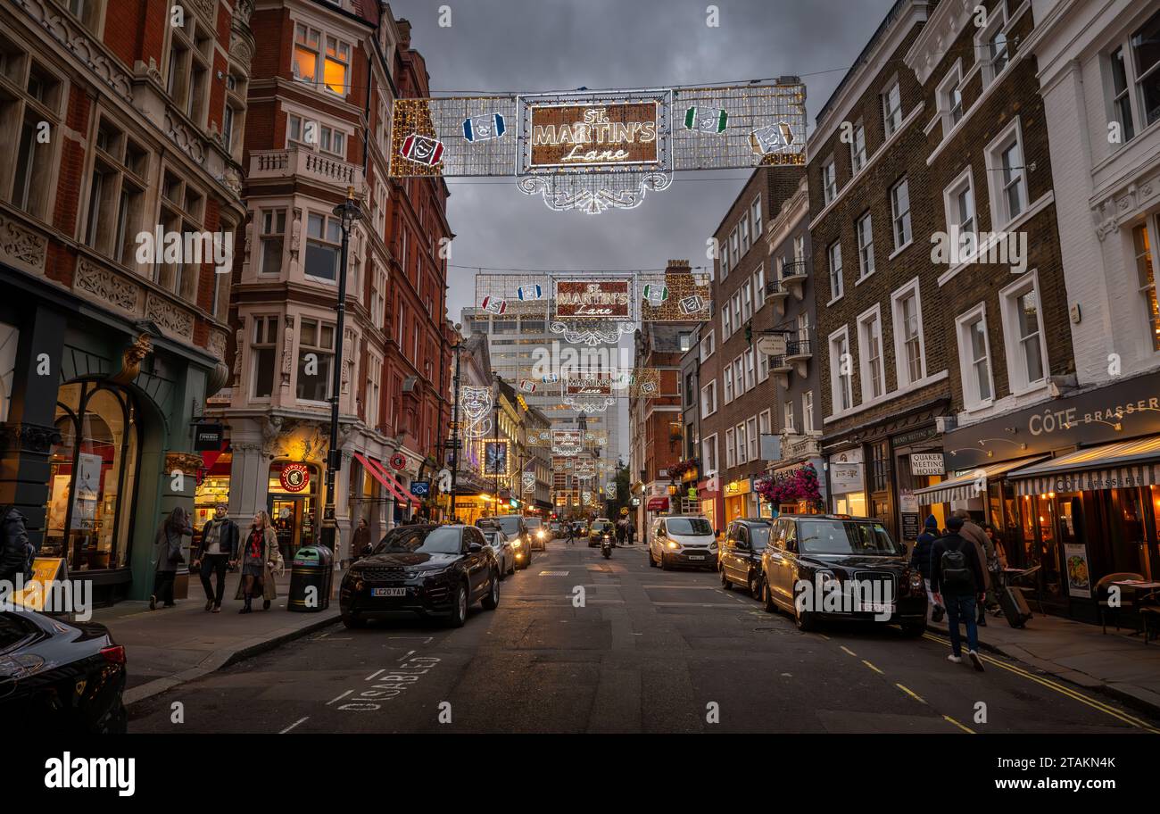 London, UK Nov 20 2023 St Martin's Lane in central London. People