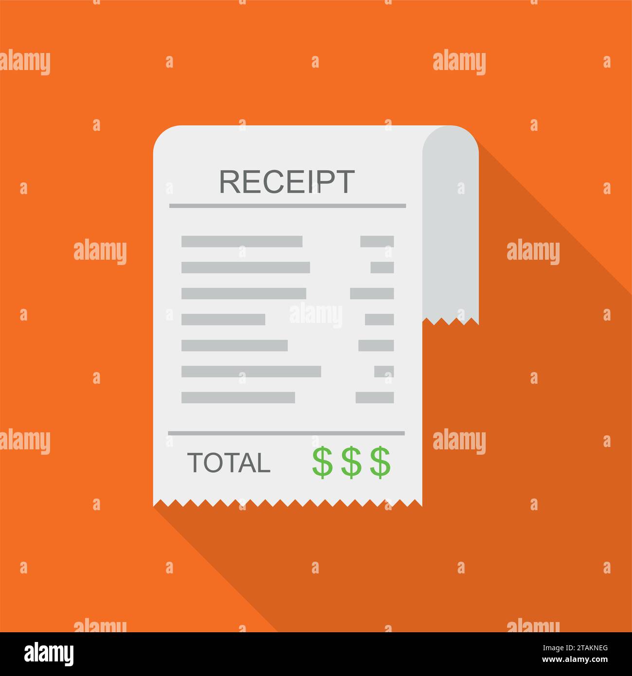 Receipt vector icon in a flat style. Invoice icon, total bill icon with ...