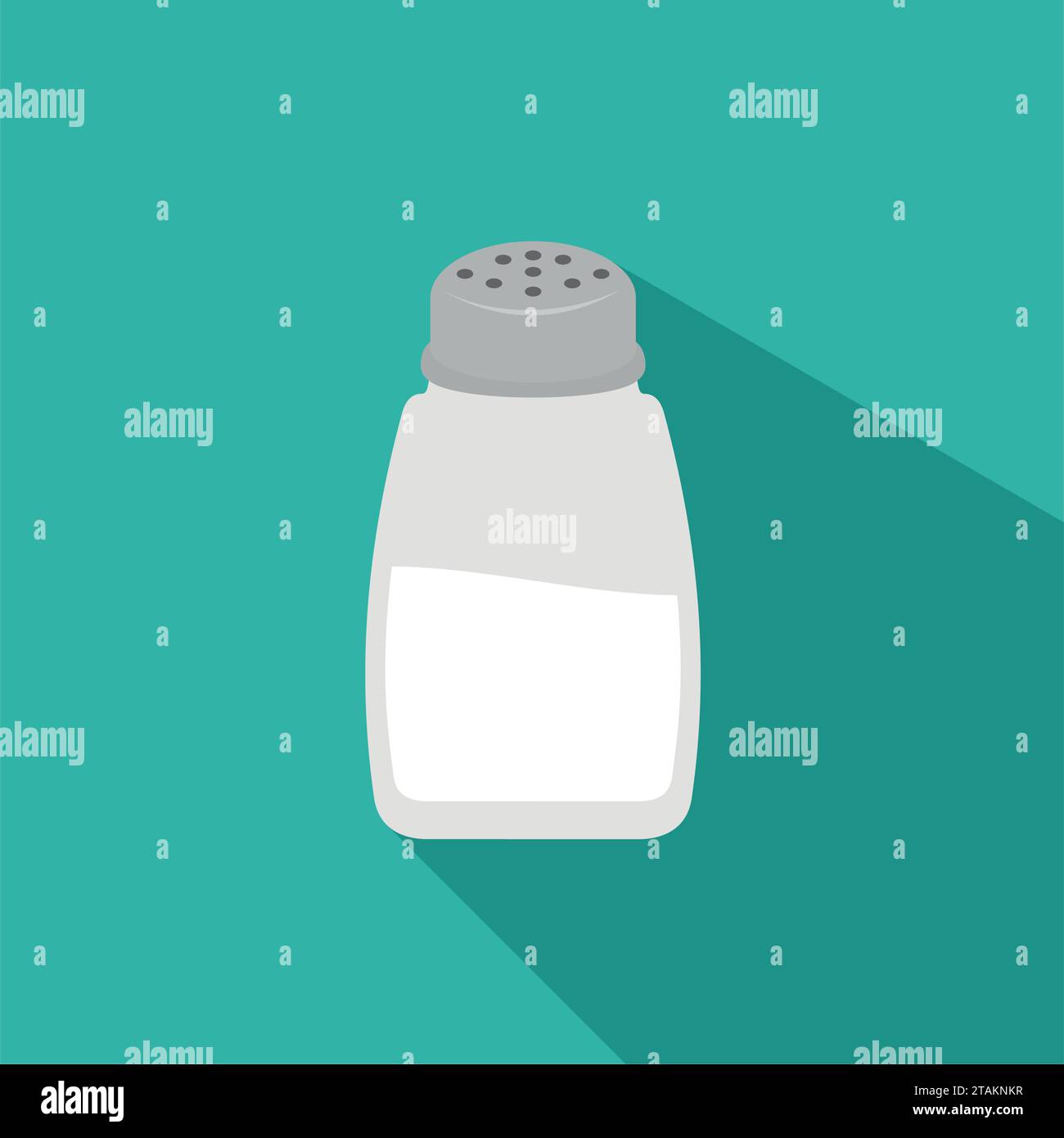 Salt shaker icon in flat style isolated on background. Baking and cooking ingredient. Food seasoning. Kitchen utensils salt shaker. Stock Vector