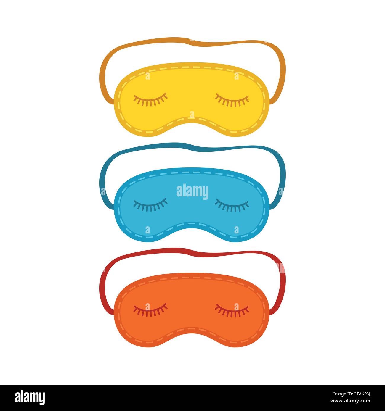Colorful eye sleep mask set isolated on white background. Vector