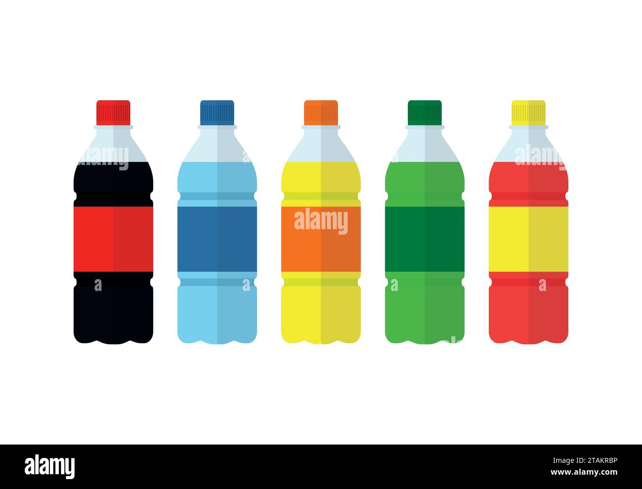 Soda, water and juice or tea bottles. Set of bottles icons. Nature