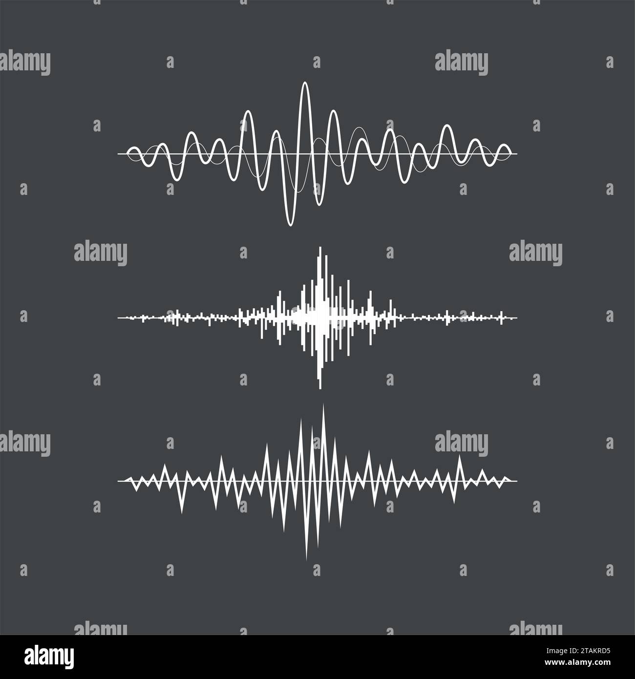Music sound waves set isolated on gray background. Audio equalizer