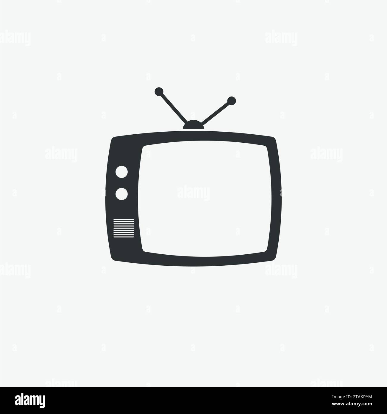 TV icon isolated on grey background. TV icon flat style. Black TV icon vector illustration Stock Vector