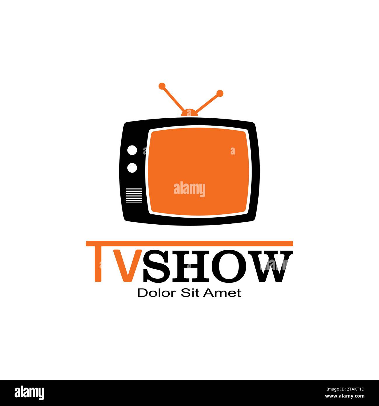 Retro TV and Media Logo in flat style isolated on white background. Vector Illustration Stock Vector