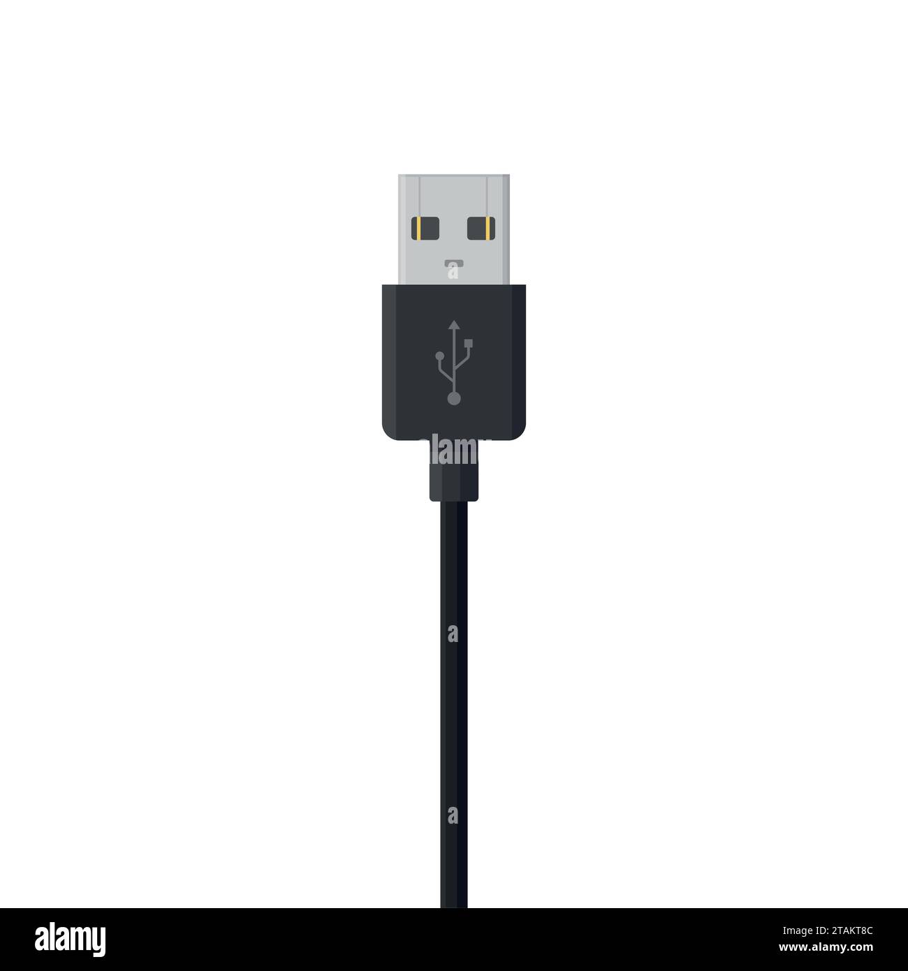 USB cable connector cord isolated on white background in flat style Stock Vector