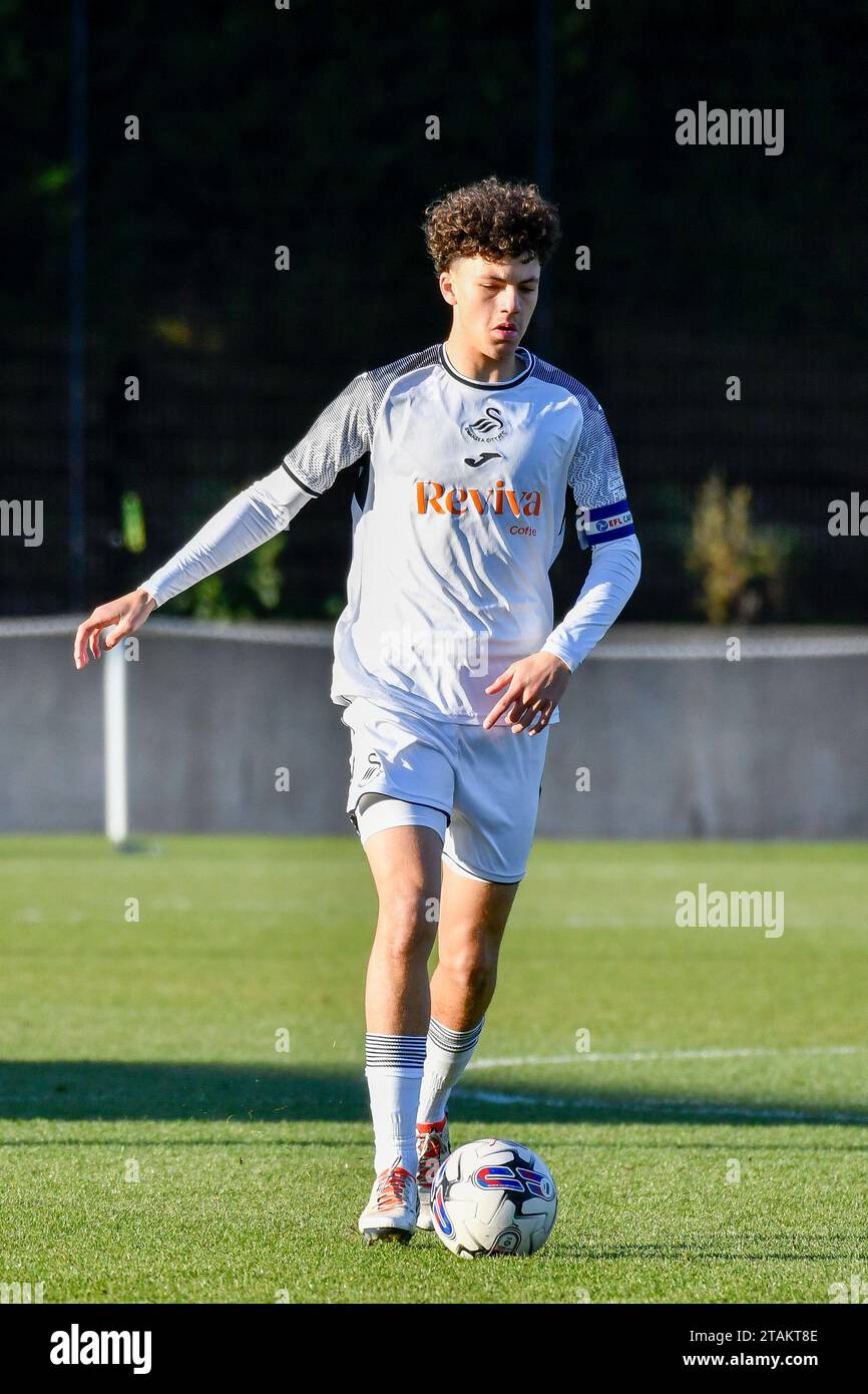 Swansea, Wales. 1 December 2023. Filip Lissah of Swansea City on the ...