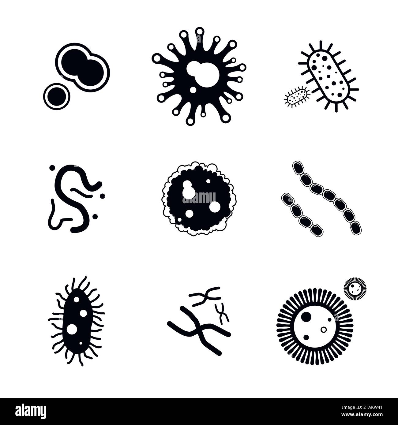 Virus and Bacteria icons set. Vector Illustration Stock Vector