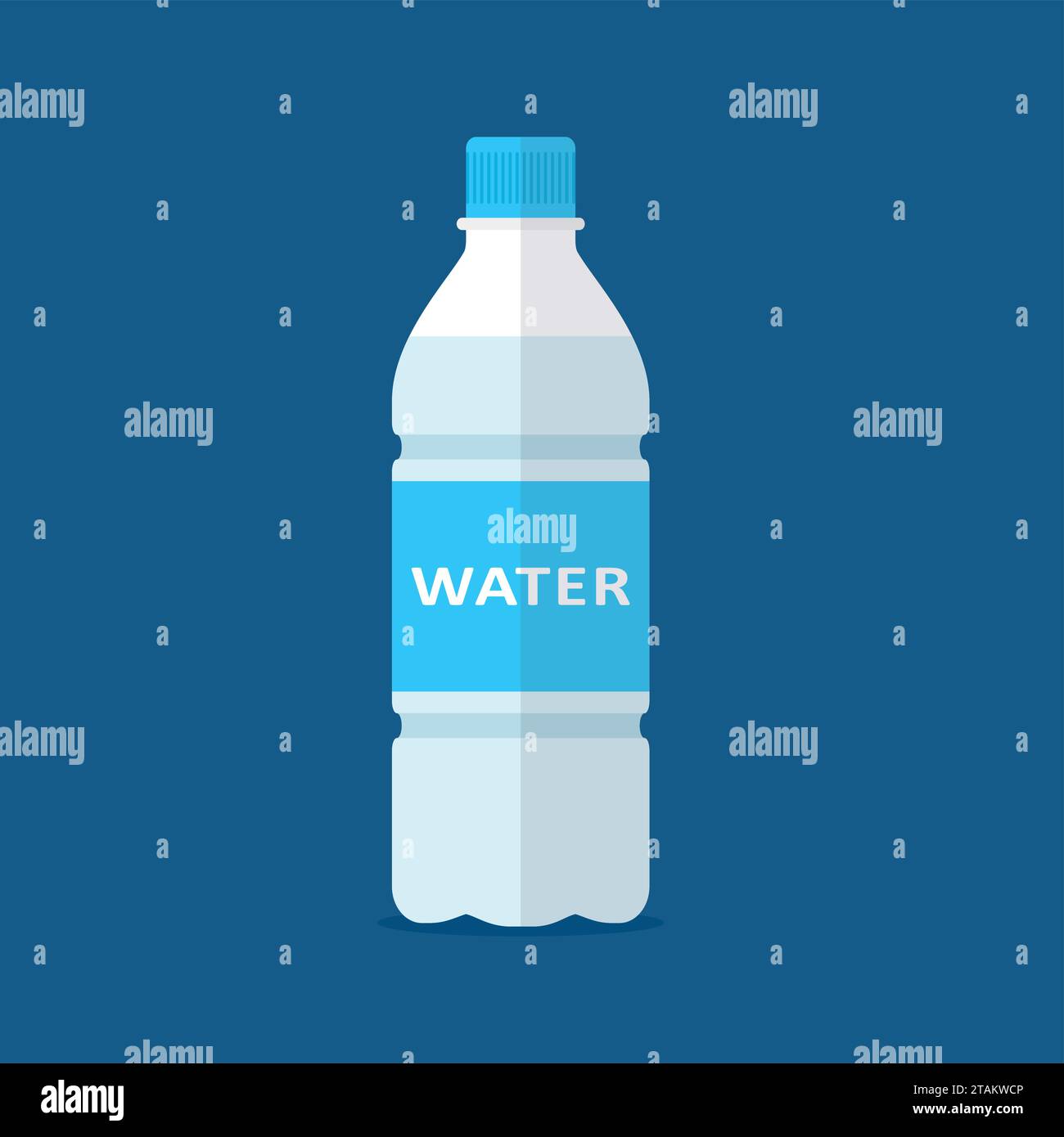 Bottle of water icon in flat style isolated on blue background. Vector illustration Stock Vector