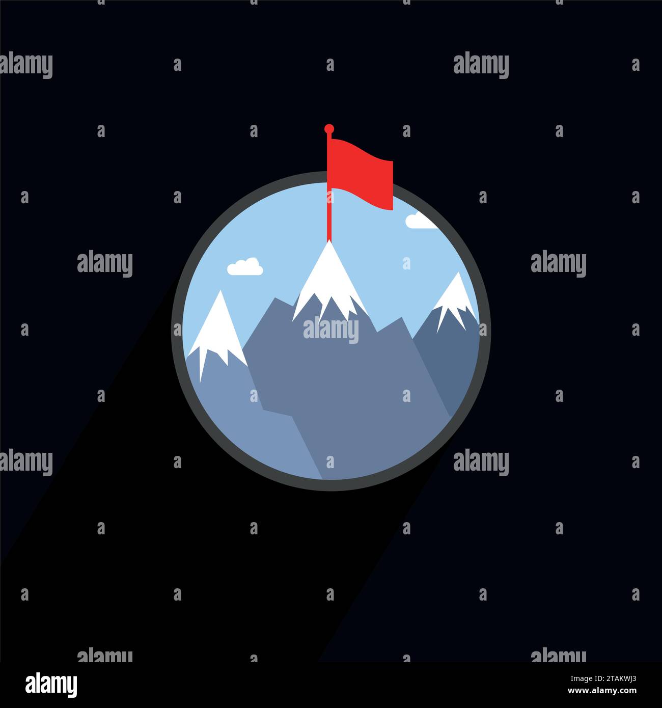 Winner. Picture Mountains to the achievement of goals. Stock Vector