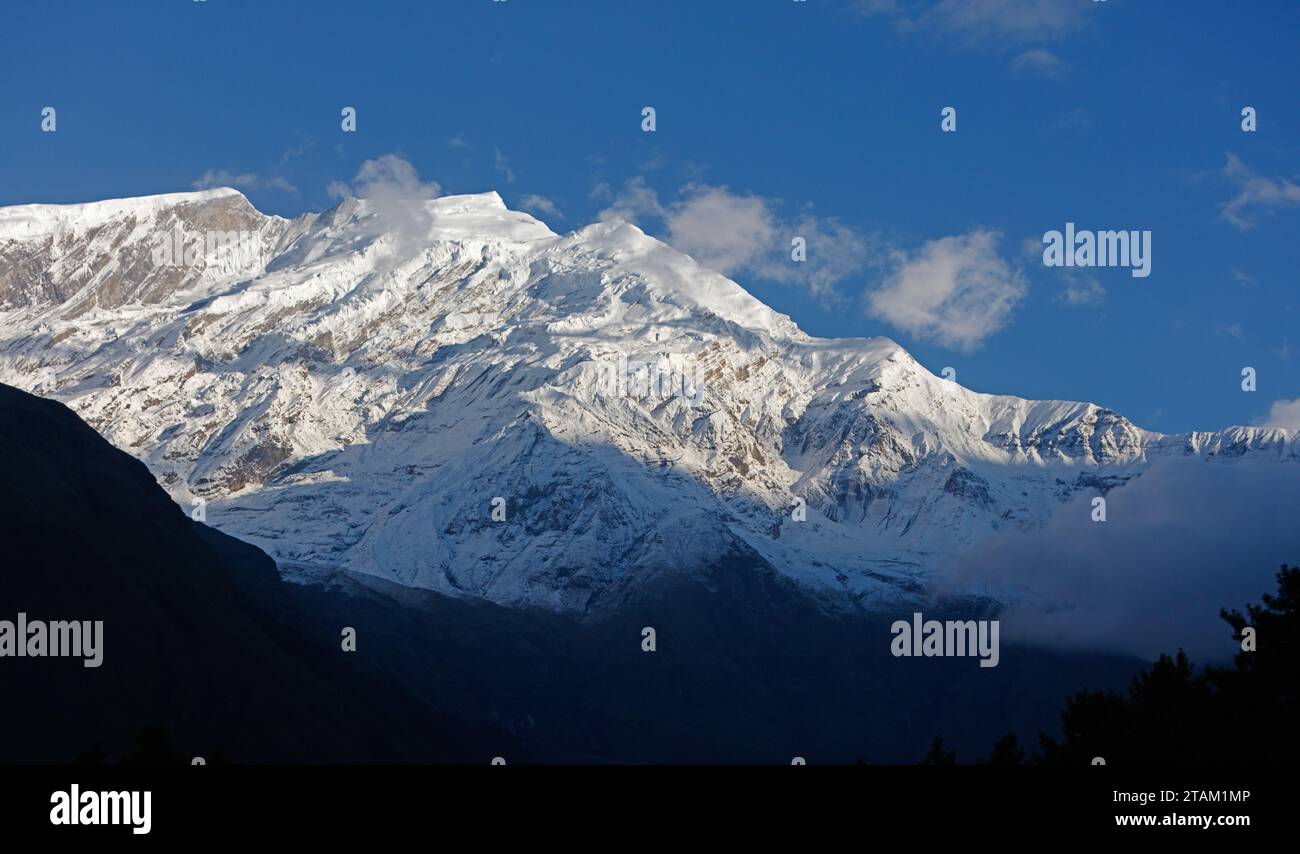 Tukache Peak as seen from Khalo Pani - Mustang Districe, Nepal Stock Photo