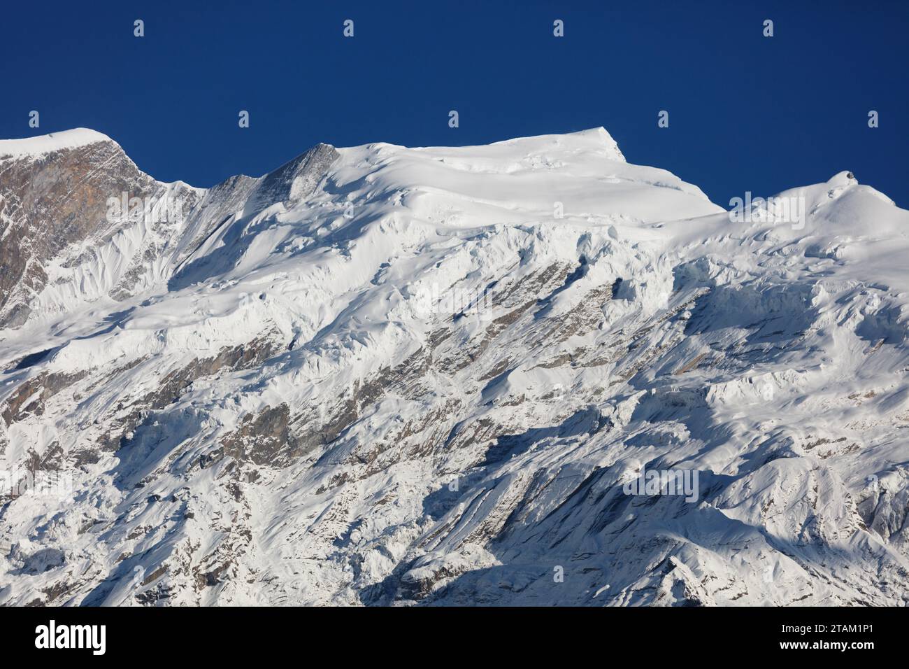 Tukache Peak as seen from Khalo Pani - Mustang Districe, Nepal Stock Photo