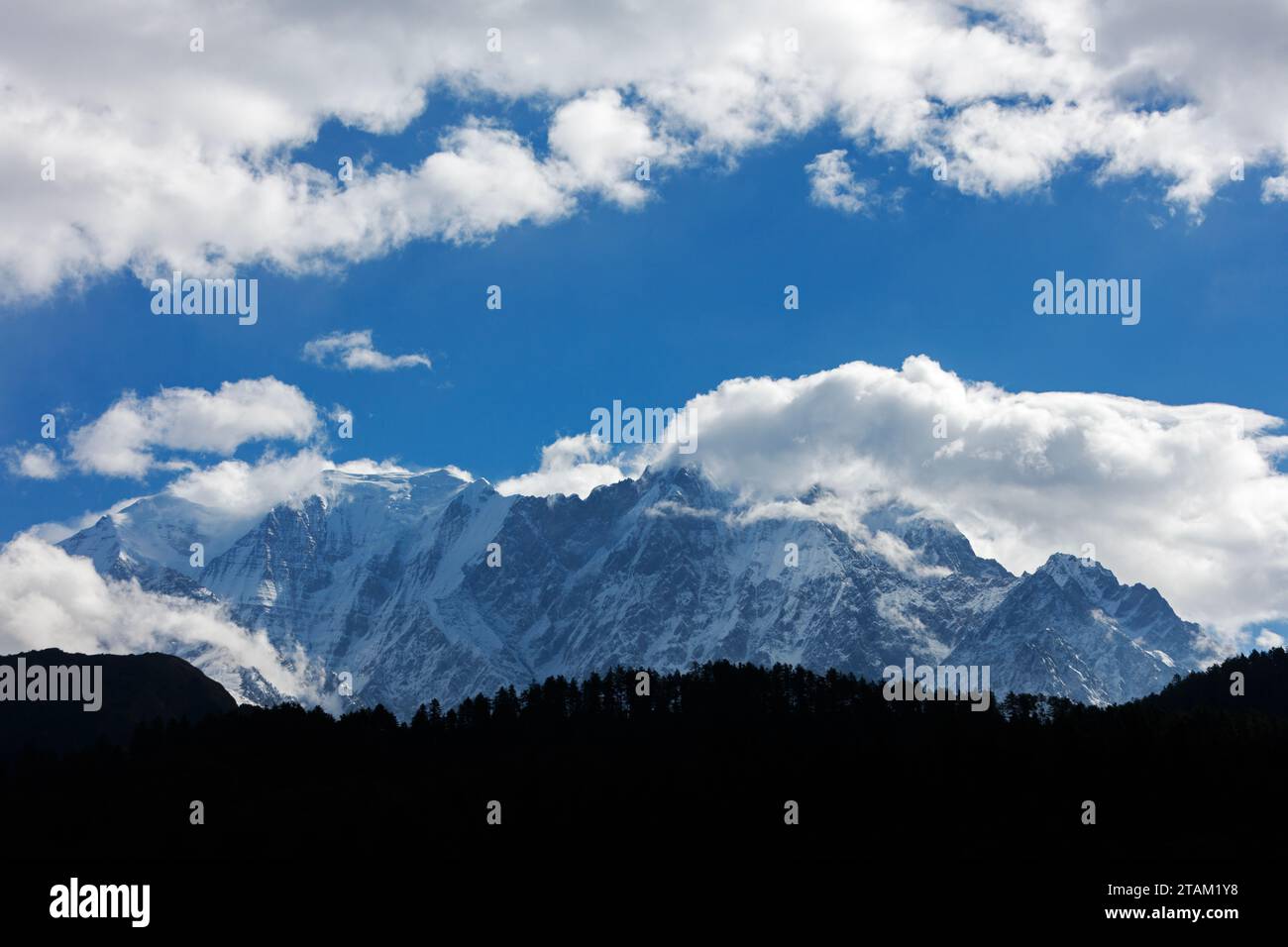 Annapurna South as seen from Khalo Pani village - Mustang District, nepal Stock Photo