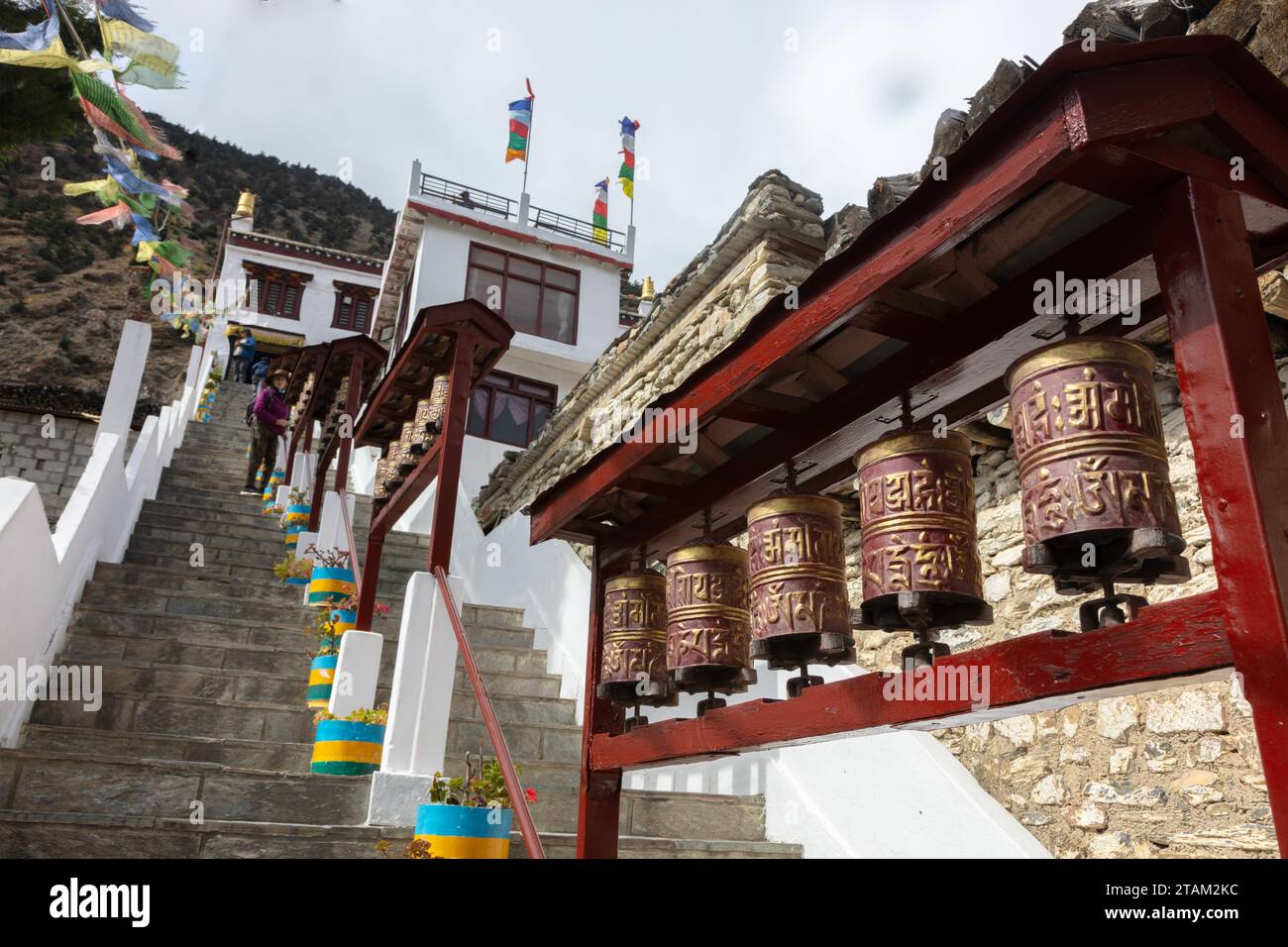 Steps to the Buddhist Monastery in Mharpa - Kali Gandaki Gorge - Mustang District, Nepal Stock Photo