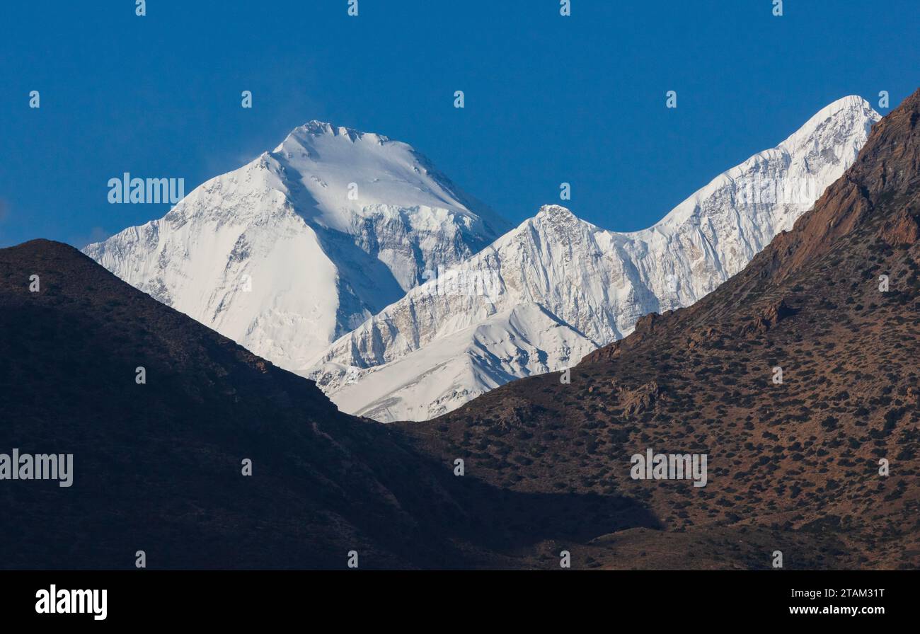 Dhaulagiri 1 at 26,795 feet is the 7th tallest mountain in the world - Mustang District, Nepal Stock Photo