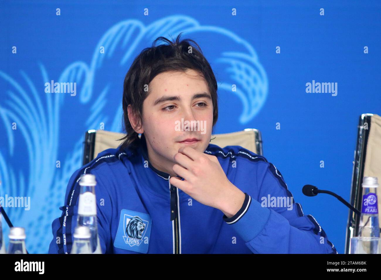 Saint Petersburg, Russia. 01st Dec, 2023. Alexander Shevchenko, seen at a press conference of the North Palmyra Trophies - International Team Exhibition Tennis Tournament in KSK Arena, in the St. Petersburg, Russia. (Photo by Maksim Konstantinov/SOPA Images/Sipa USA) Credit: Sipa USA/Alamy Live News Stock Photo
